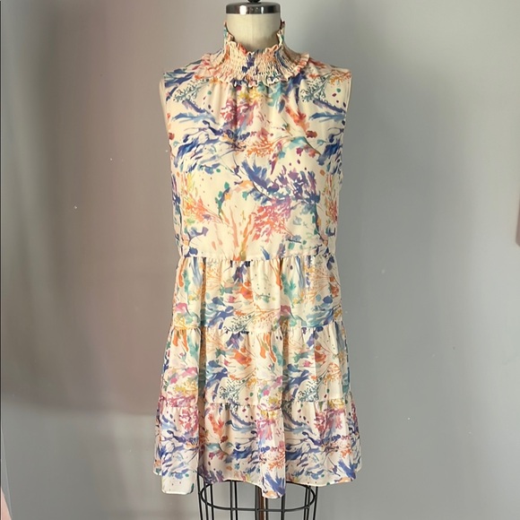 Amanda Uprichard Floral Chiffon Sleeveless Mini Dress Medium - Picture 1 of 3